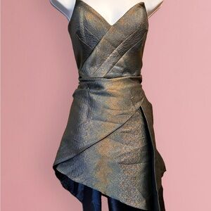 bebe Asymmetrical Metallic Dress